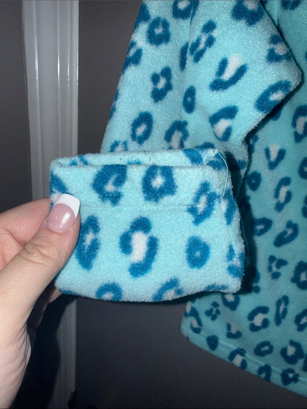 Girls Blue Leopard Print Fleece Zip Jacket